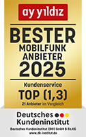 Deutsches Kundeninstitut: Bester Mobilfunkanbieter 2025, Kundenservice Top (1,3)